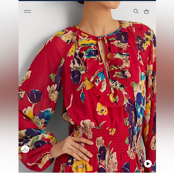 NWT Ralph Lauren Women's Floral Georgette Long Sleeve Dress Sz 2 $185 - Picture 3 of 12